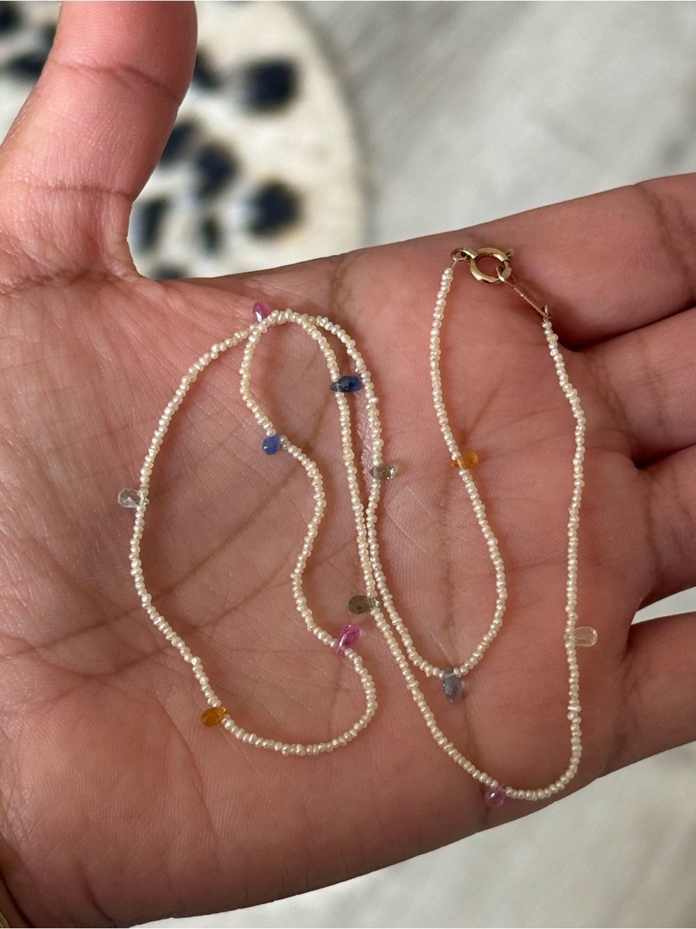 RARE Catbird Confetti Pearl & Sapphire Necklace - Picture 10 of 14